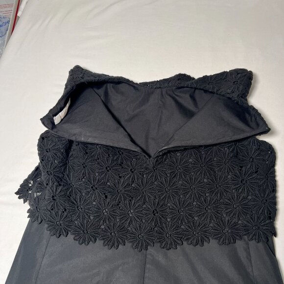 See by Chloe Daisy Crochet Overlay Black Dress Retro A-Line Floral 38 Medium - Picture 14 of 16